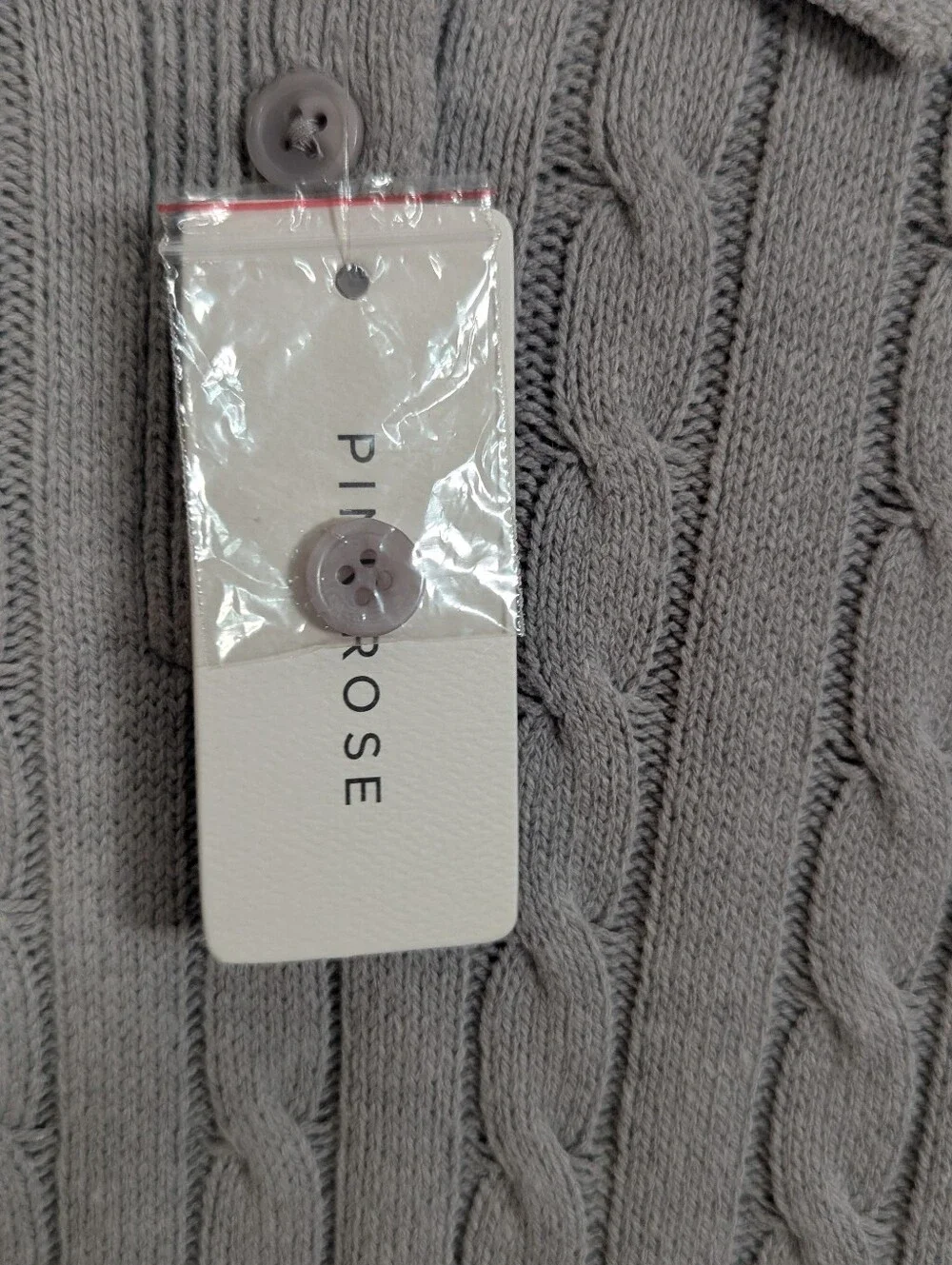 Pink Rose Cable Knit Polo Sweater – Light Heather Gray – Large – NWT